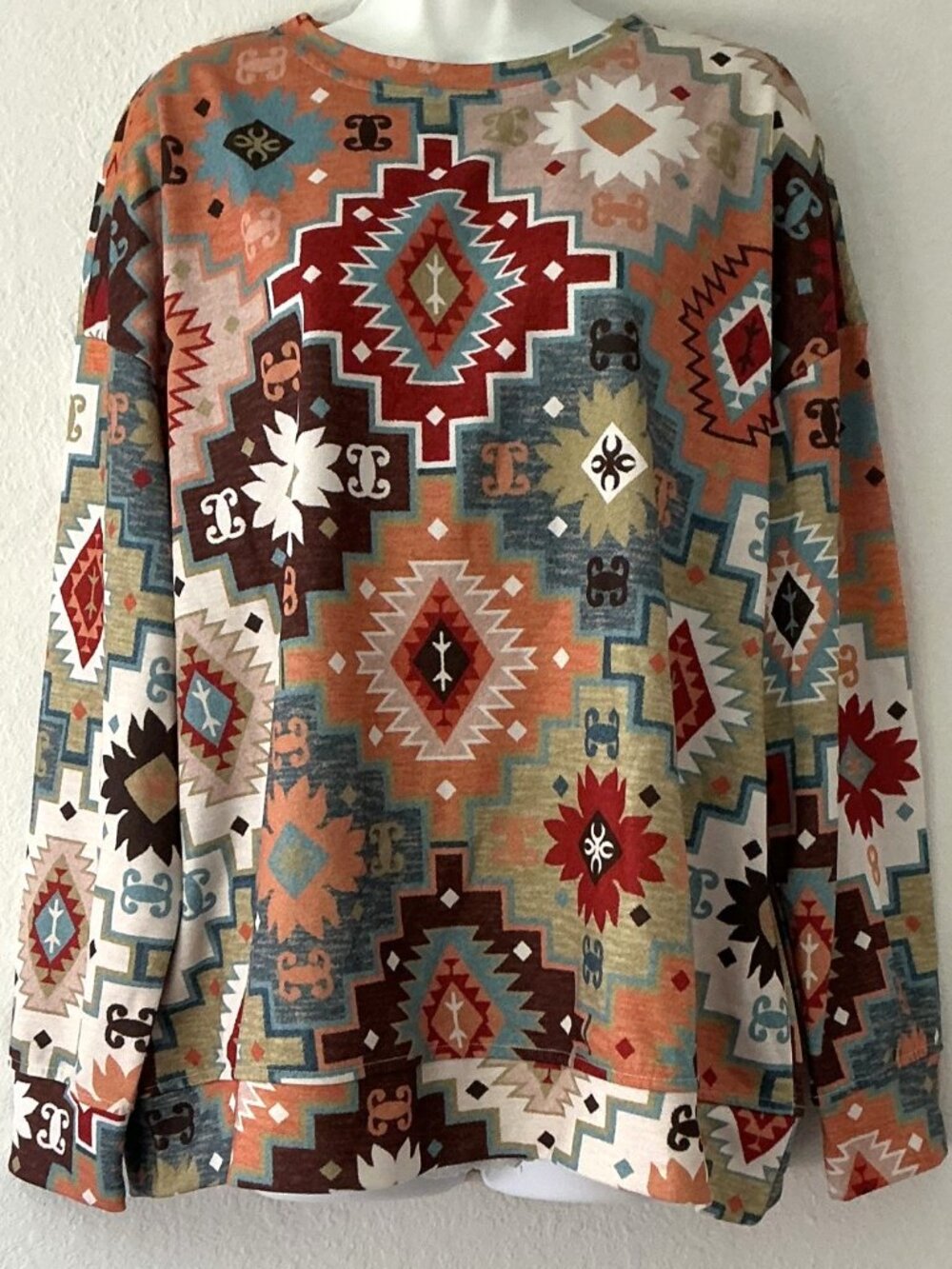 Zolucky Aztec Southwestern Print Long Sleeve Top XL NWT Polyester